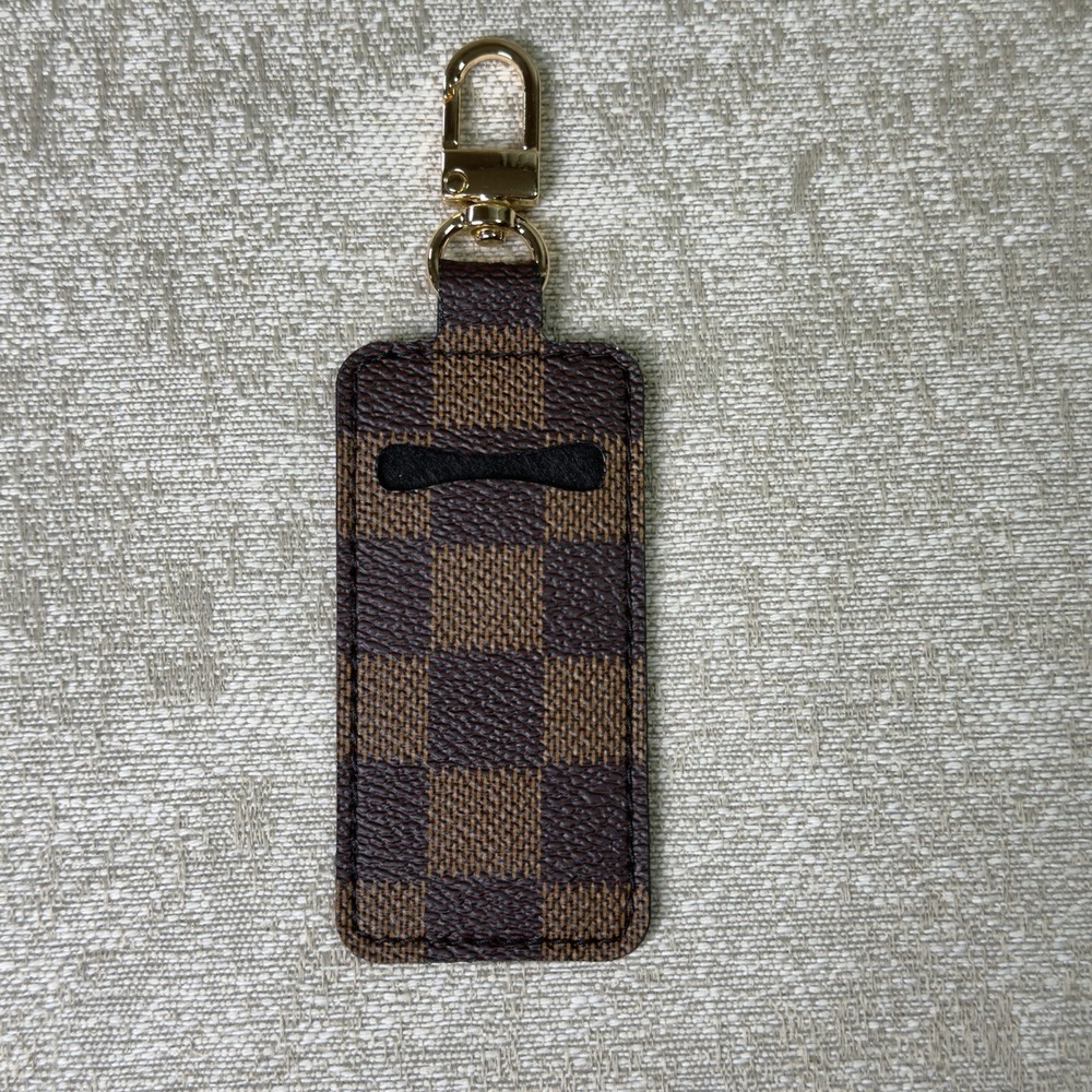 LV Luxury Lip Holder Keychain Brown, Gold Hardware